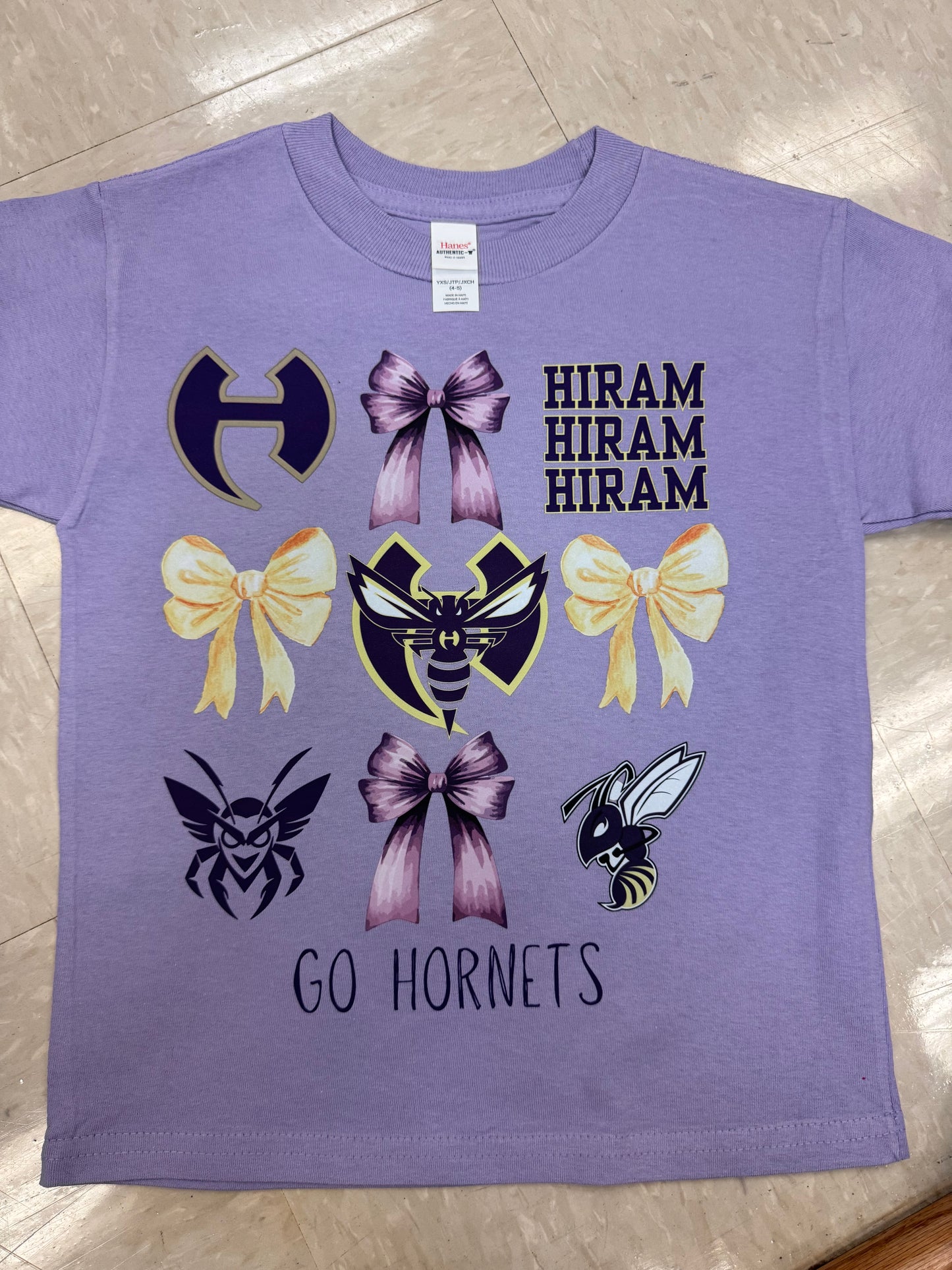 Hiram Hornets Bow Collage on purple