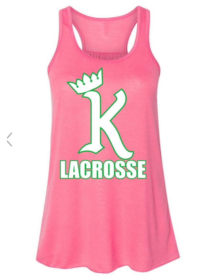 Kings Lacrosse Logo Pink Flowy Racerback Bella Canvas Women’s