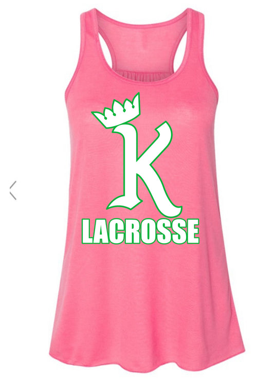 Kings Lacrosse Logo Pink Flowy Racerback Bella Canvas Women’s