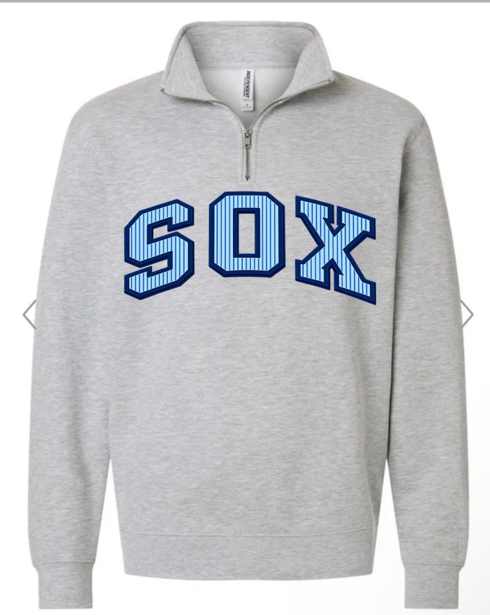 PC SOX QUARTER ZIP / navy blue /light blue seersucker