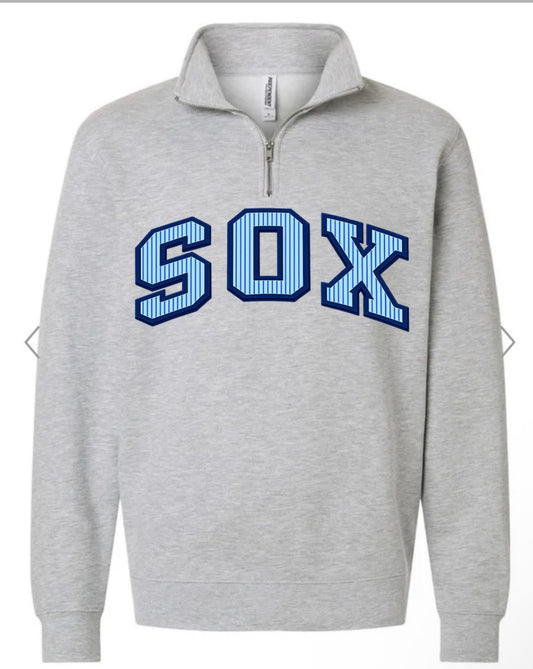 PC SOX QUARTER ZIP / navy blue /light blue seersucker