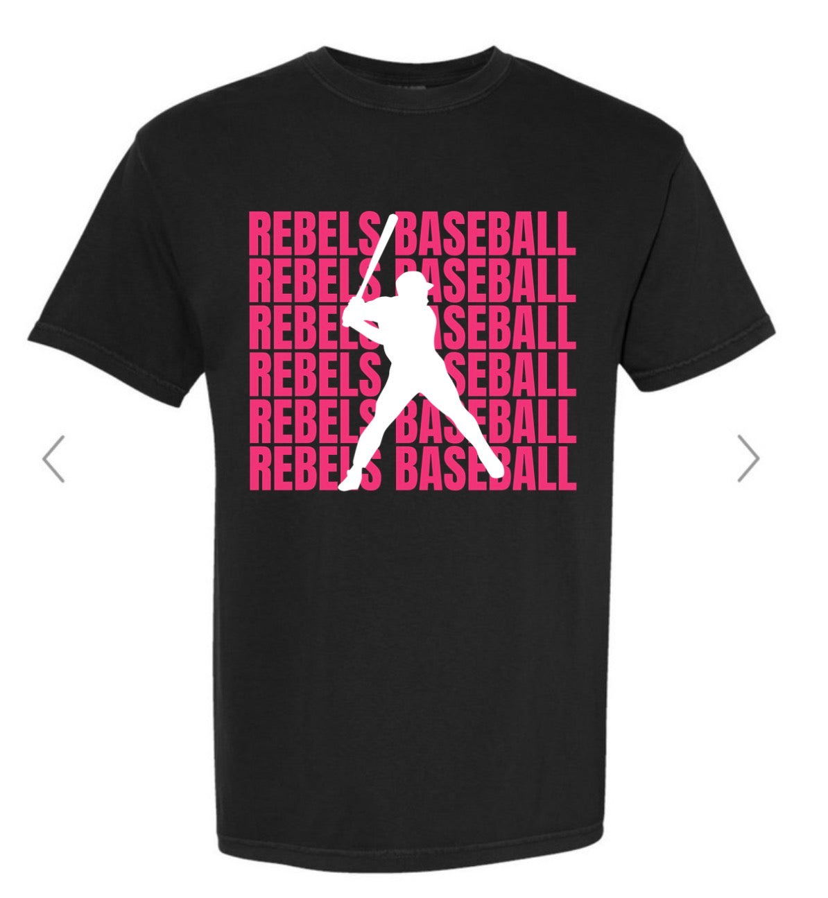 Rebels baseball stacked on black
