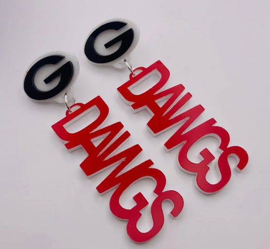 Georgia Dawgs Acrylic Dangle Earring