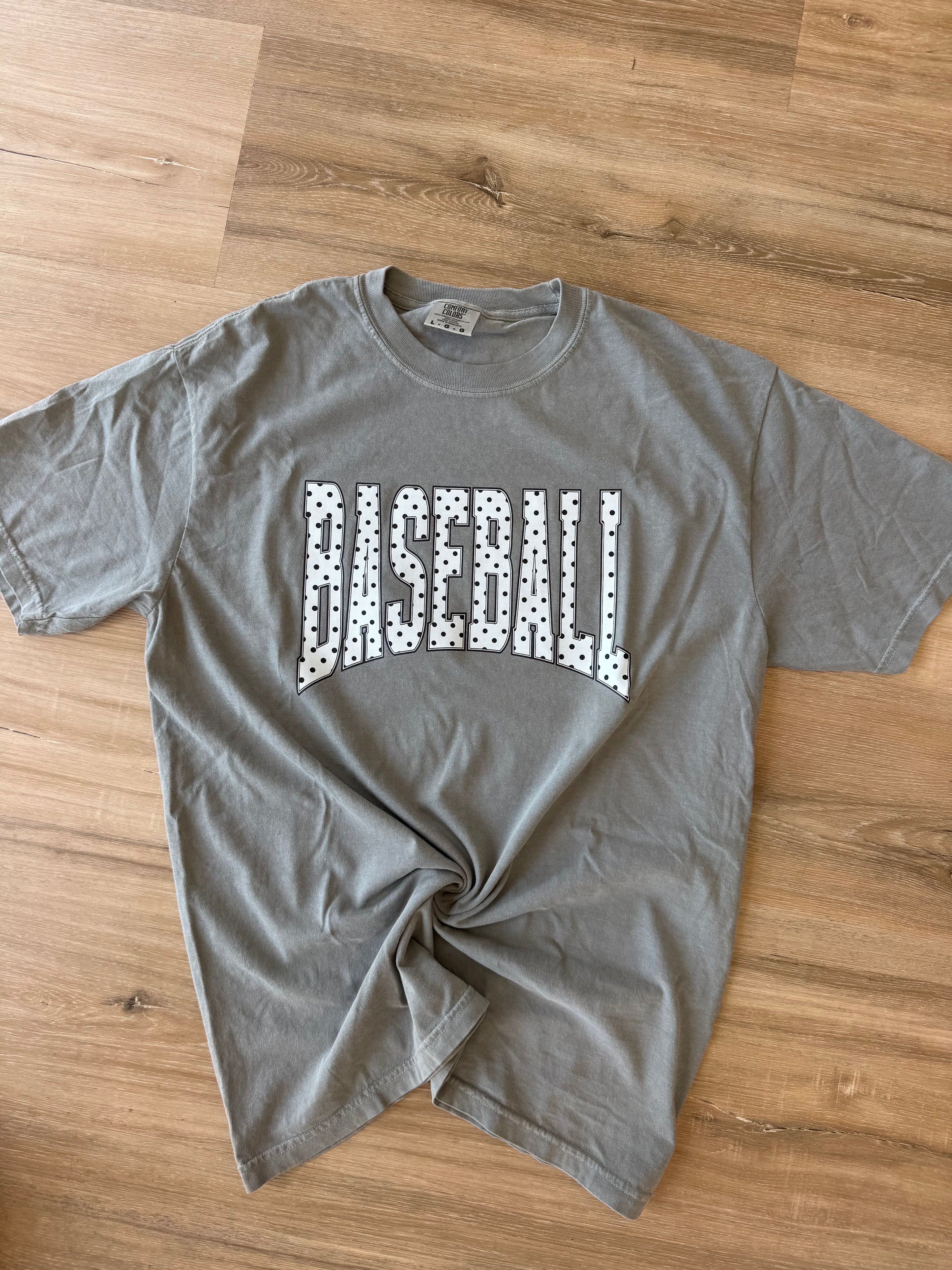 Baseball Polka Dot on Grey