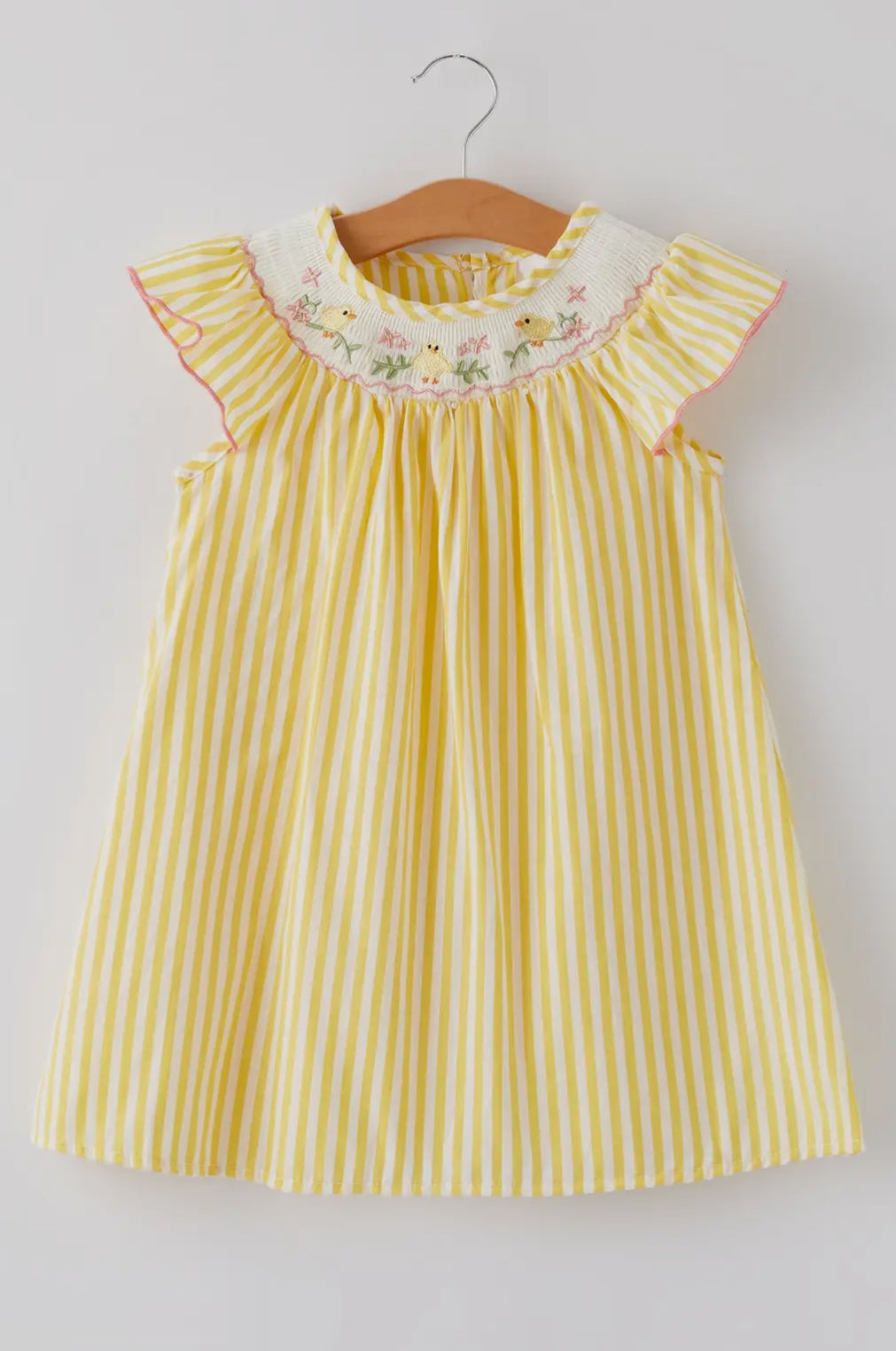 Spring/Summer Chick Floral Embroidery Smocking Girls Dress