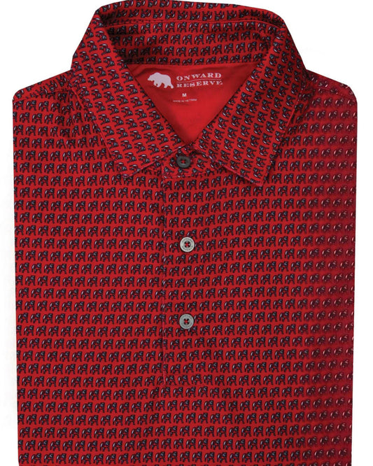 Standing Bulldog Printed Polo -Red Onward Reserve