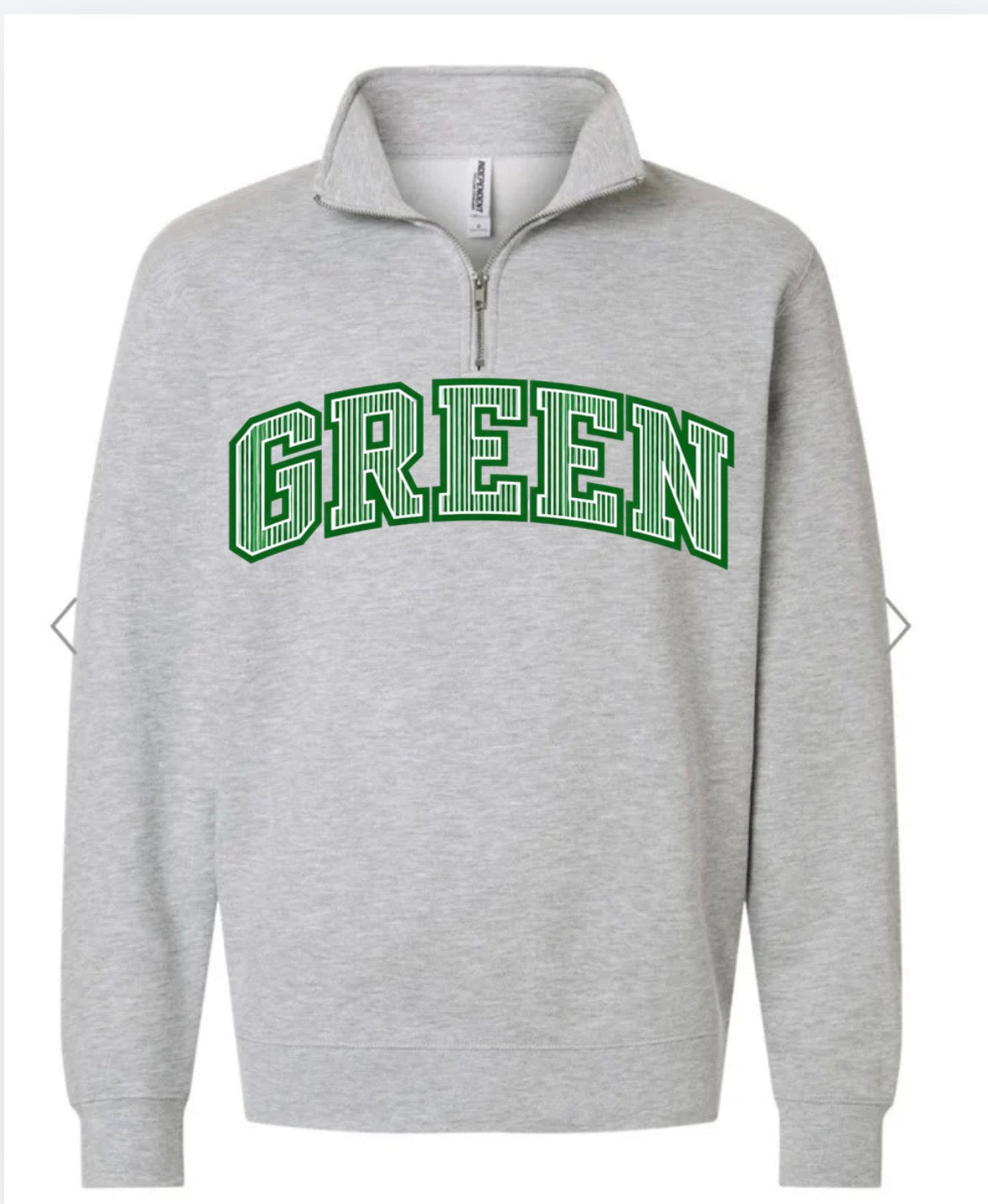 GREEN seersucker on grey quarter zip