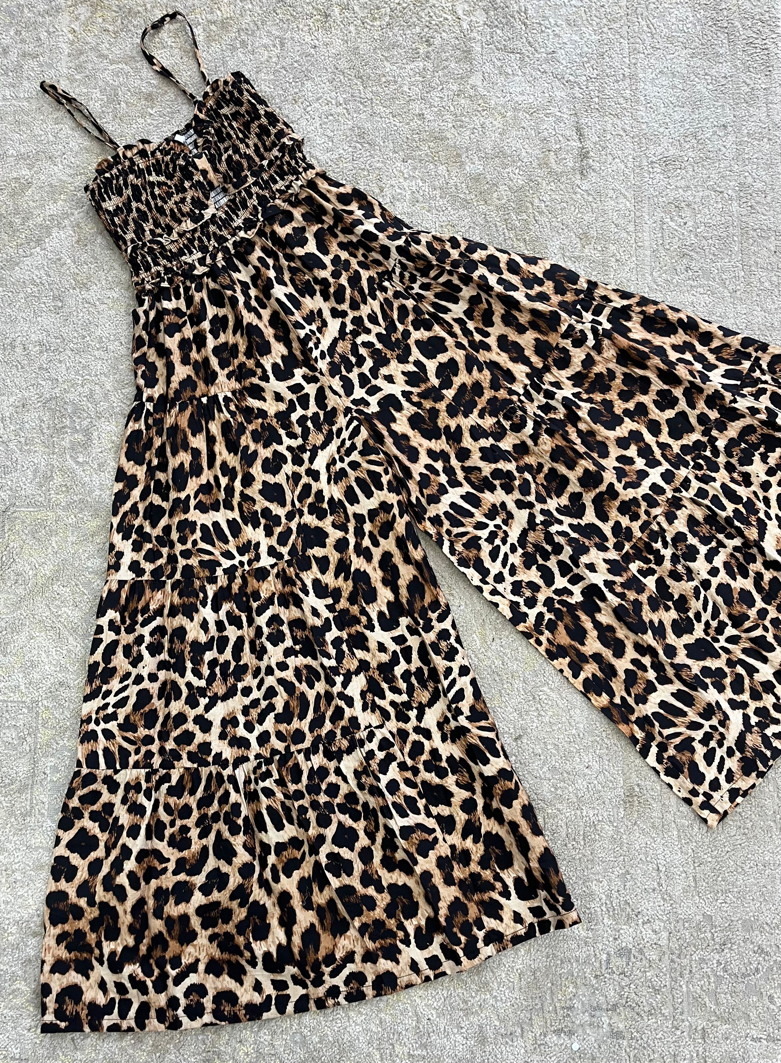 Leopard Print Wide Leg Jumpsuit