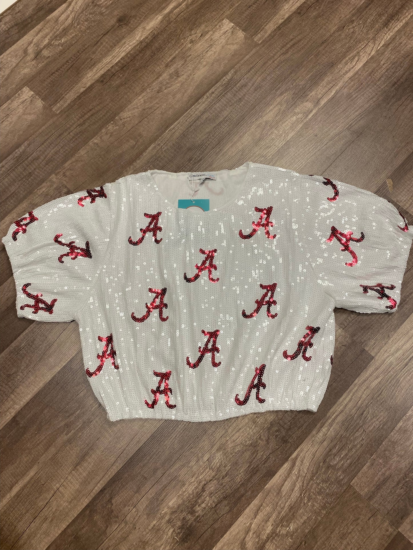 Sequin Repeater Crop Top (Full Sequin) in University of Alabama