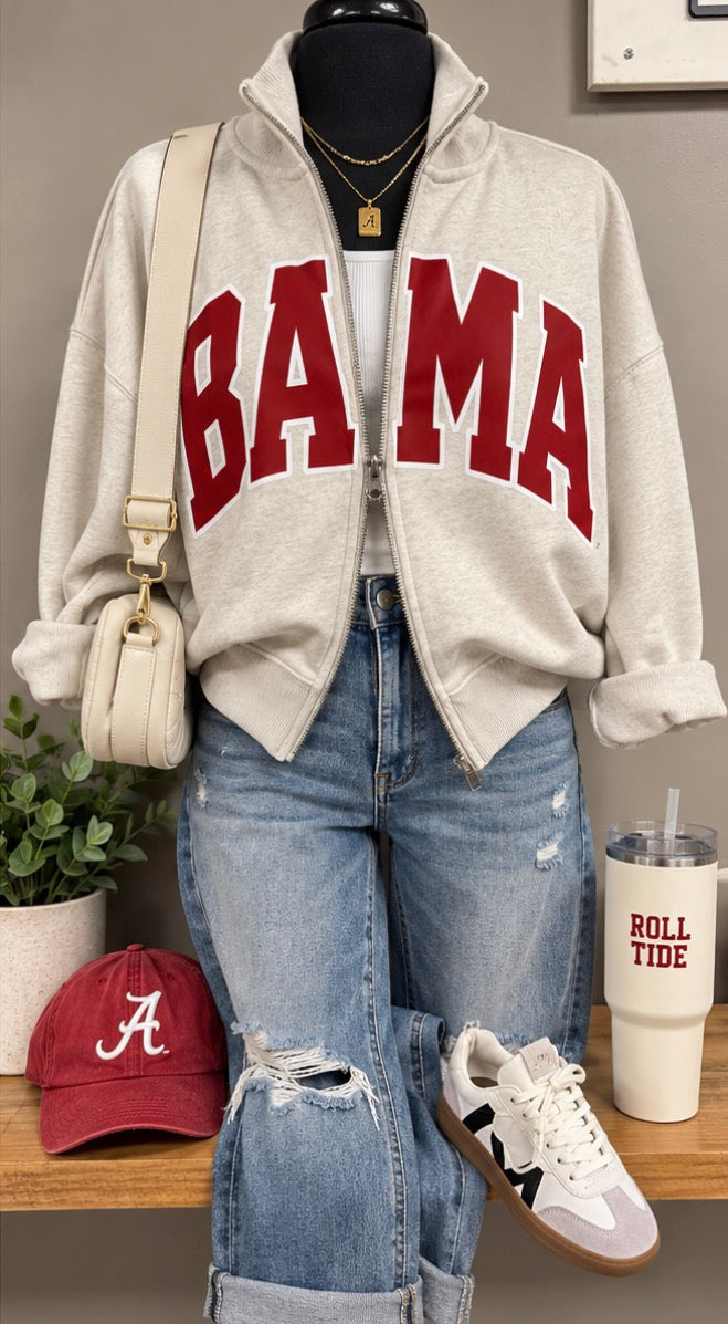 BAMA varsity dual zip fleece jacket