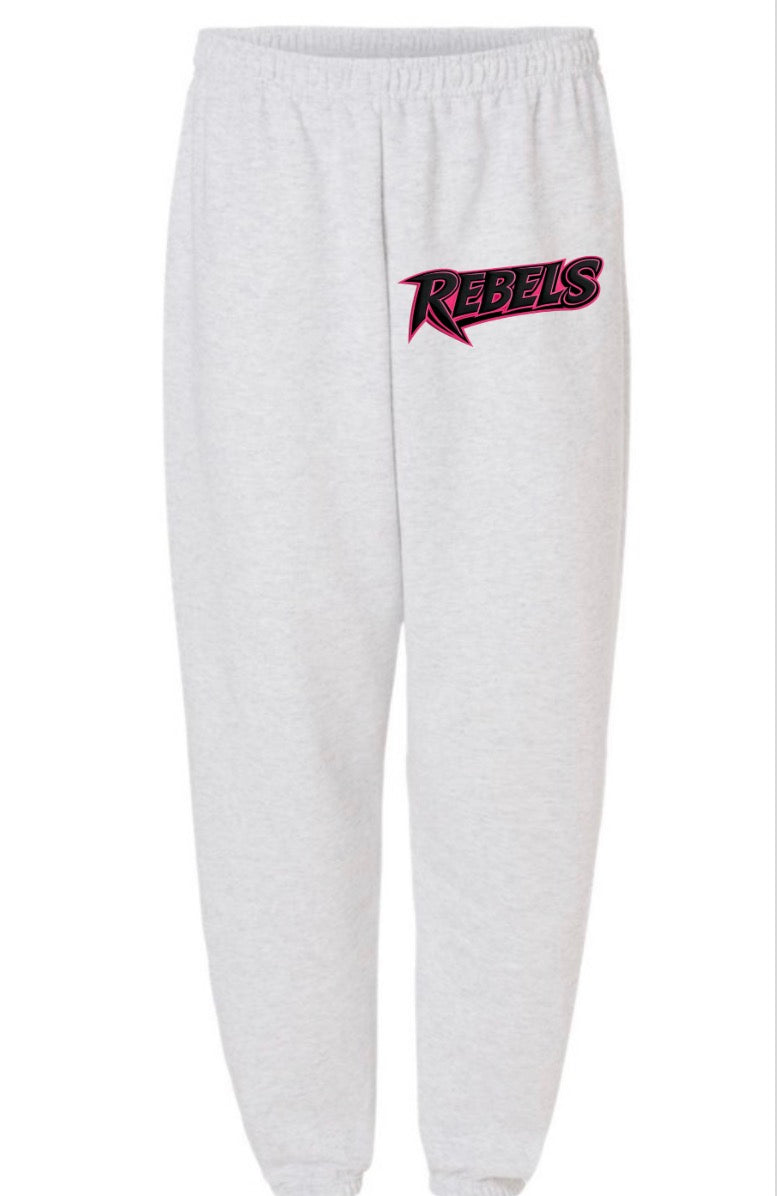 Rebels Baseball on ash grey sweatpants ash