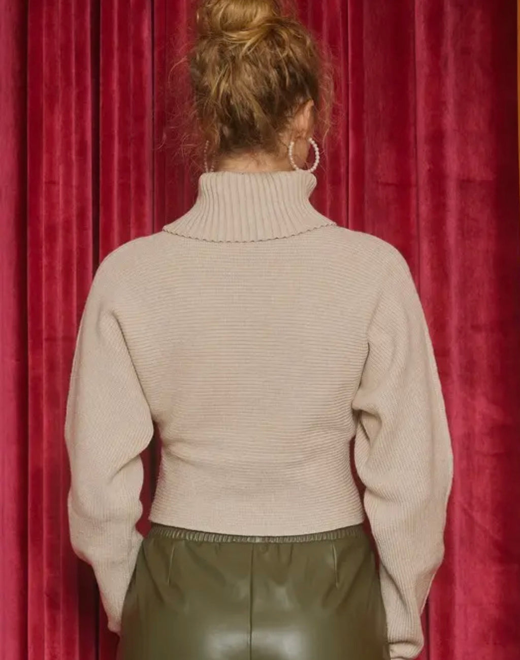Turtleneck Crop Sweater- oatmeal