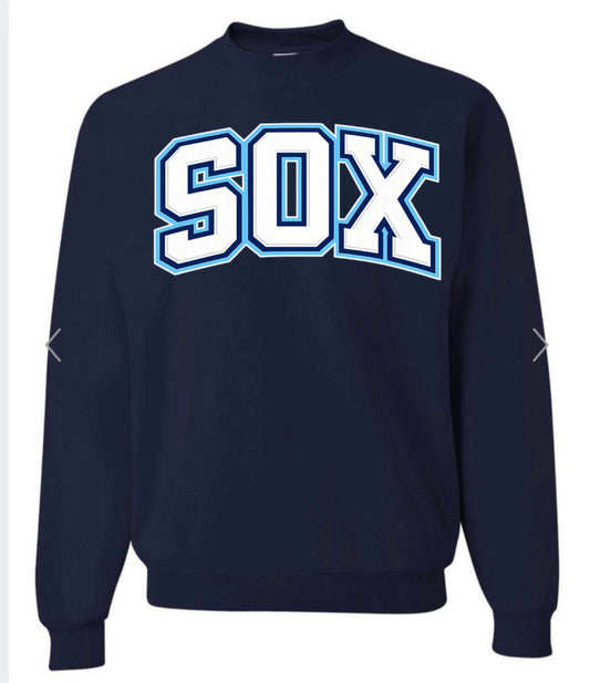 SOX varsity letters on navy