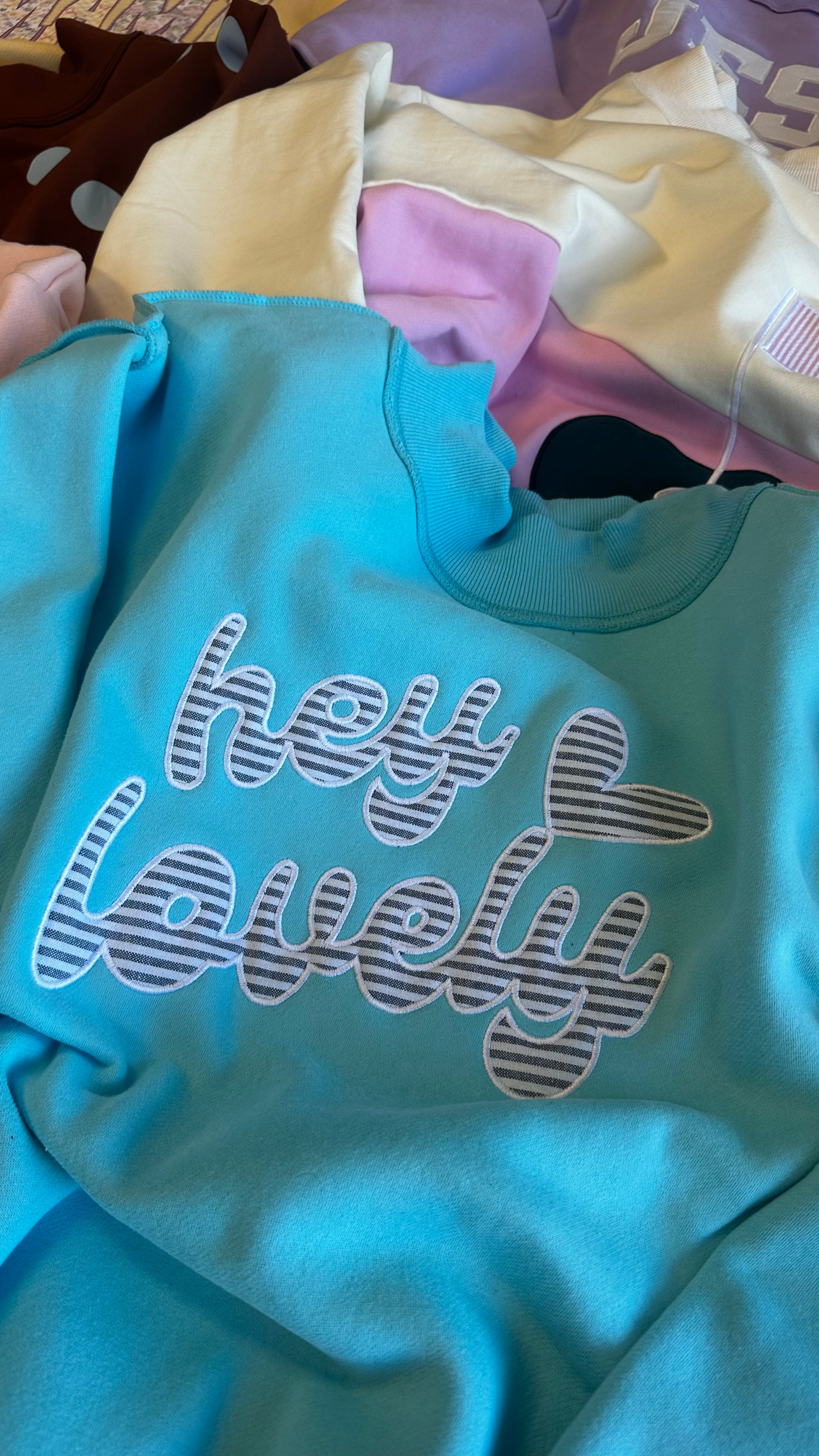 Hey Lovely Striped Teal Mockneck