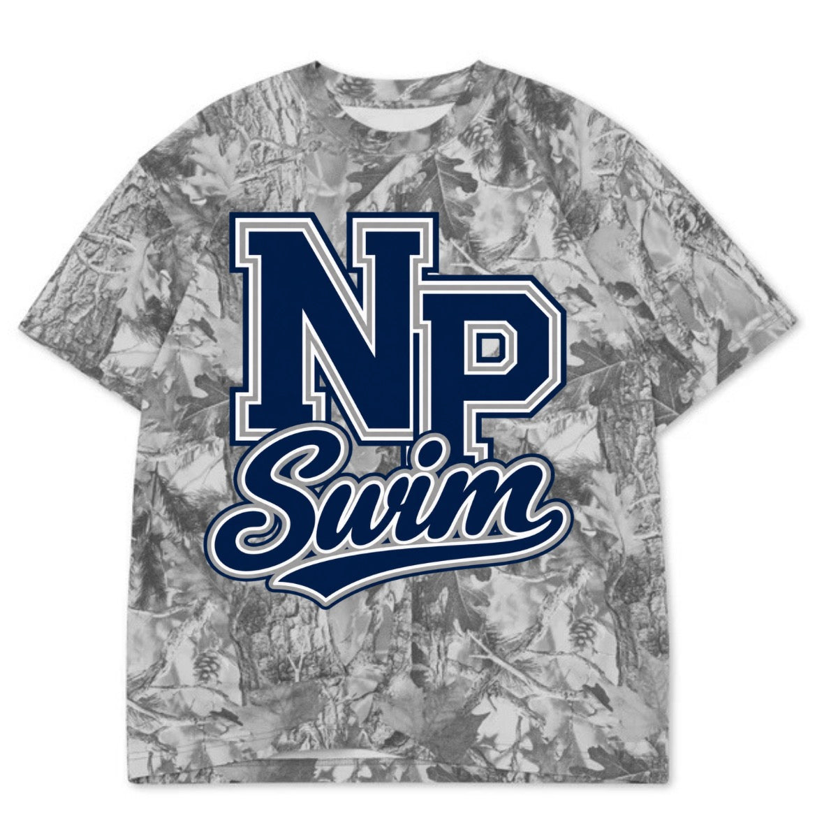NP SWIM on camo tee