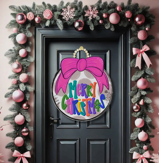 Merry Christmas Bow Door Hanger