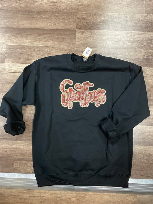 Spartans cursive faux glitter sweatshirt