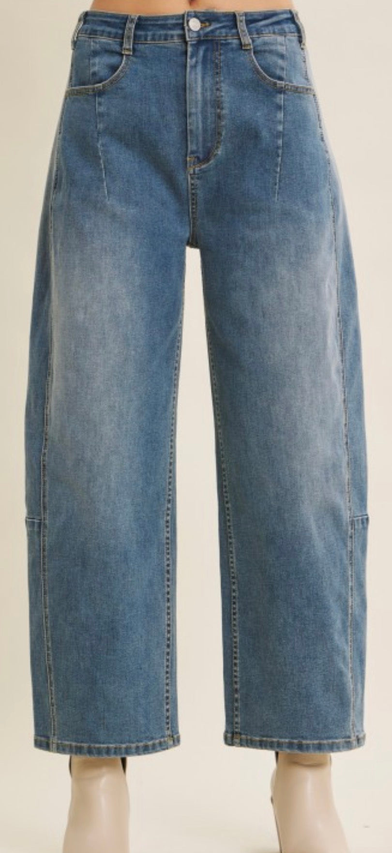 Vintage Washed Stretchy Oversized Barrel Jeans