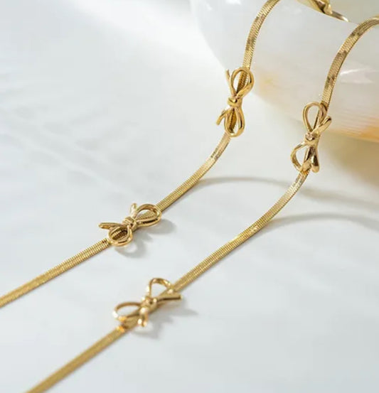 Waterproof non- tarnish Bow Gold necklace dupe