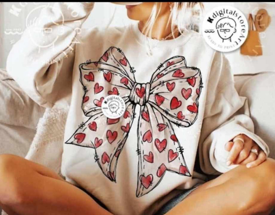 Valentine big bow with tons of hearts sweatshirt