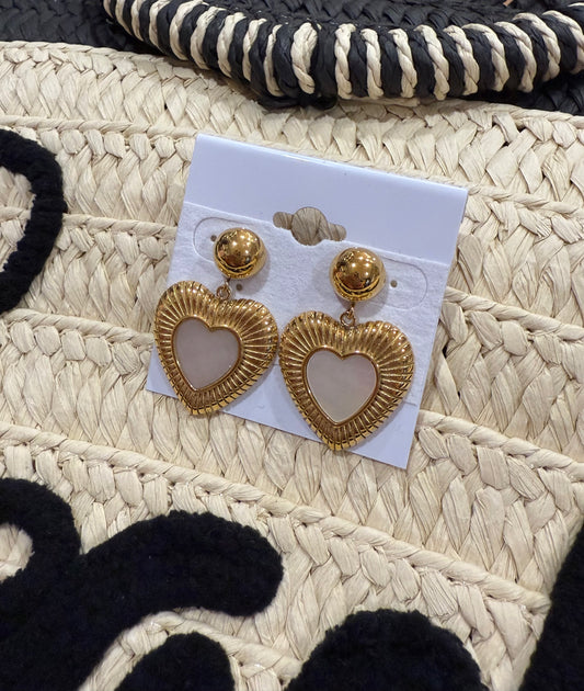 Waterproof Non Tarnish Gold Heart Earrings