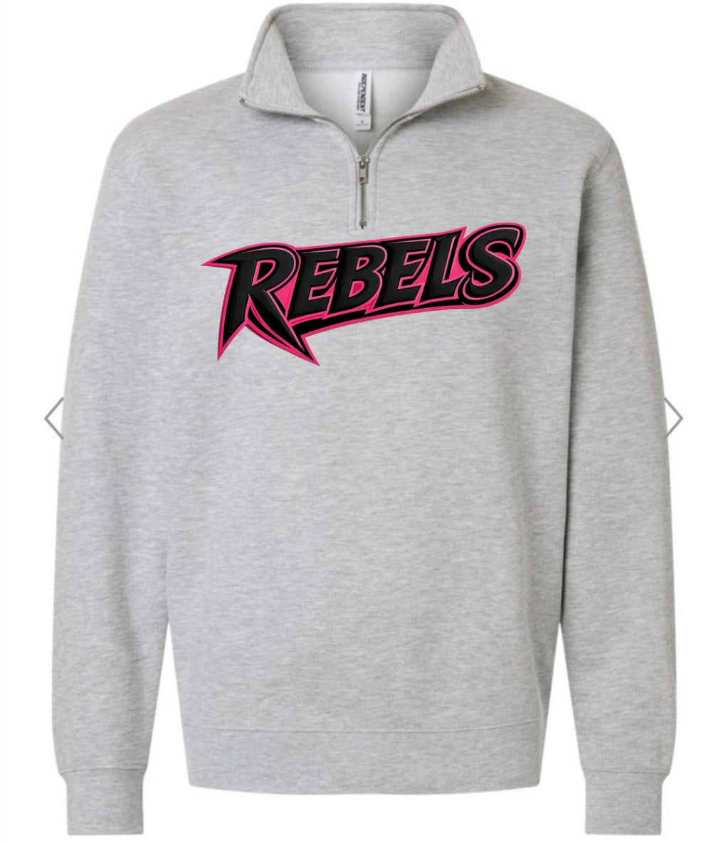 Rebels logo pink and black quarter zip