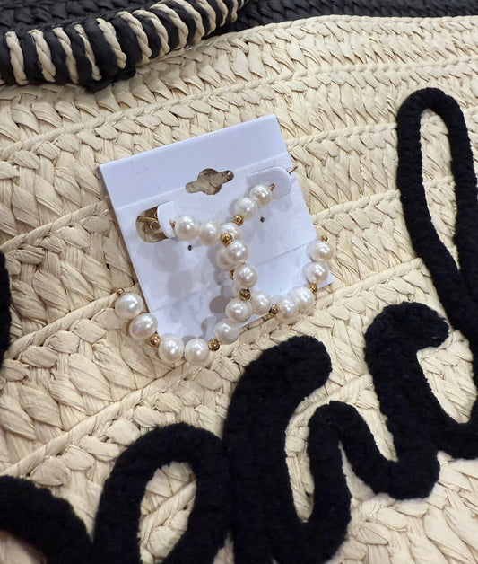 Waterproof Non Tarnish Big Pearl Hoop Earring