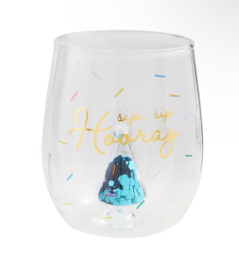 HOORAY BIRTHDAY WINE GLASS