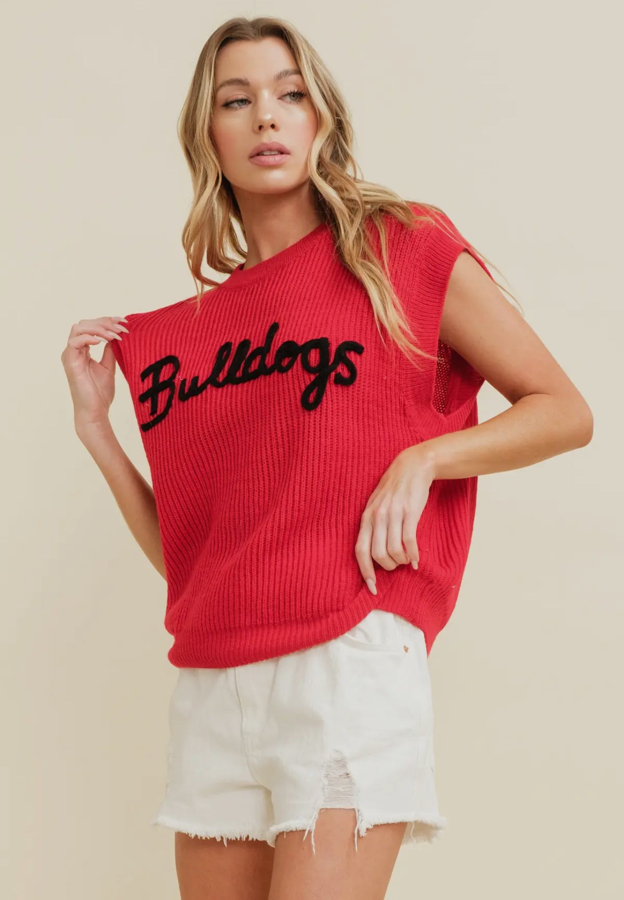 Bulldogs Embroidered Sleeveless Sweater