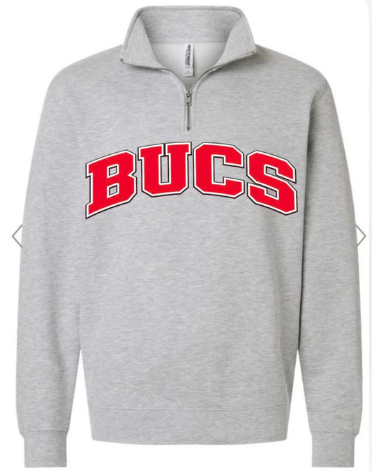 BUCS varsity on grey quarter zip