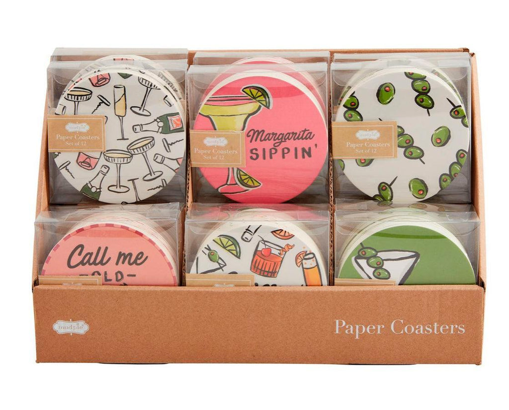 COCKTAIL PAPER COASTER SETS- SET OF 12