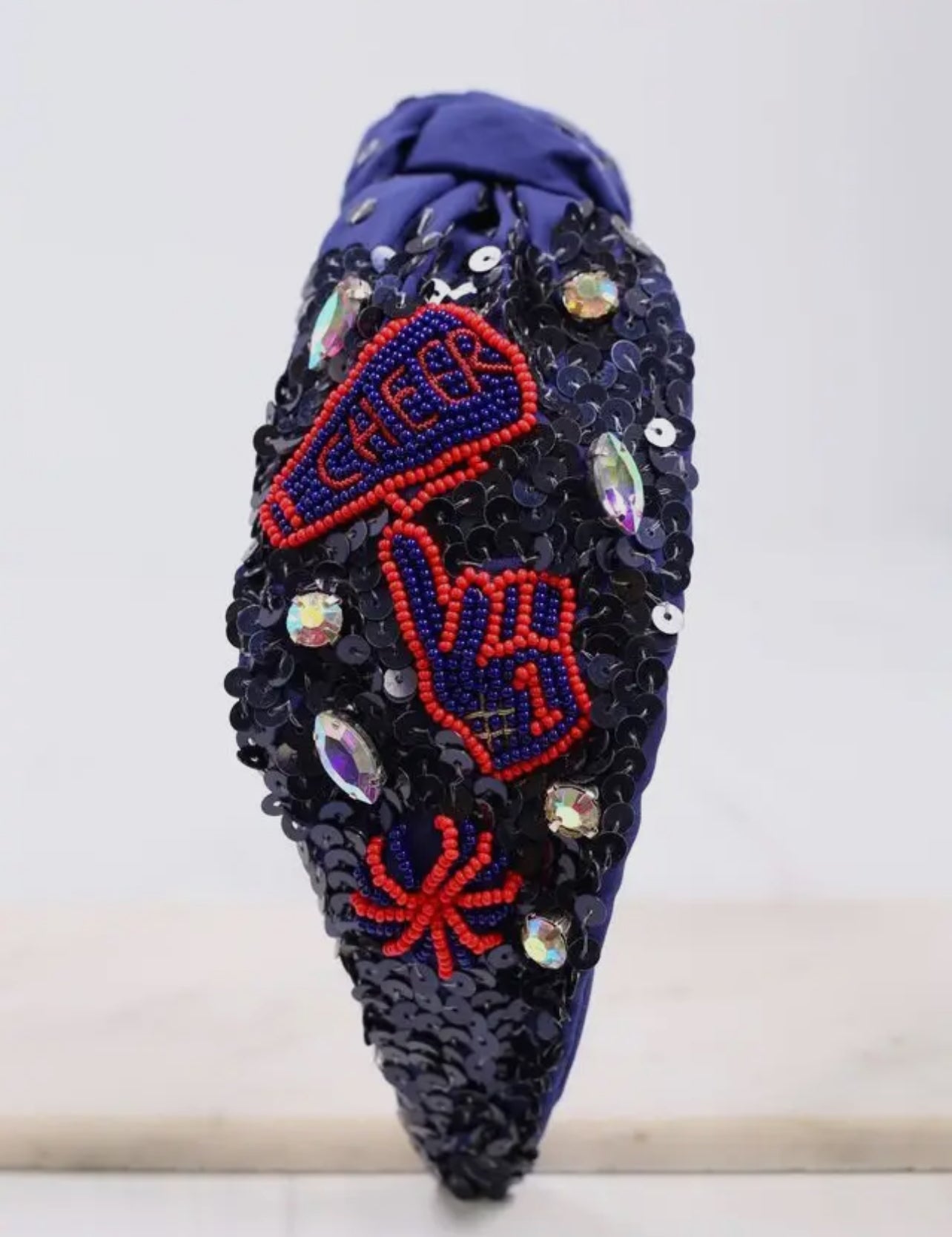 Navy & Red Cheer Sequin Headband