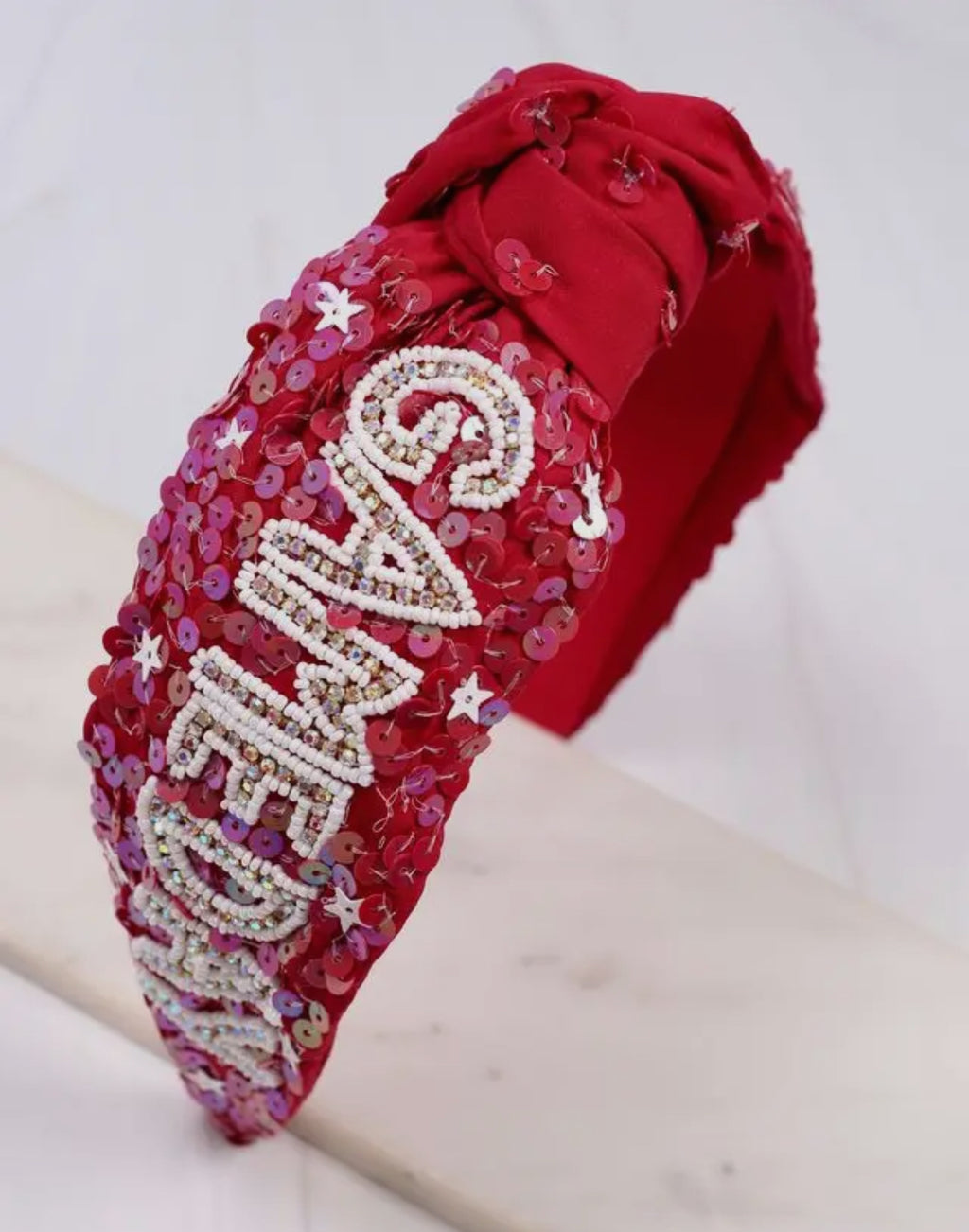 Burgundy Game Day Sequin Headband