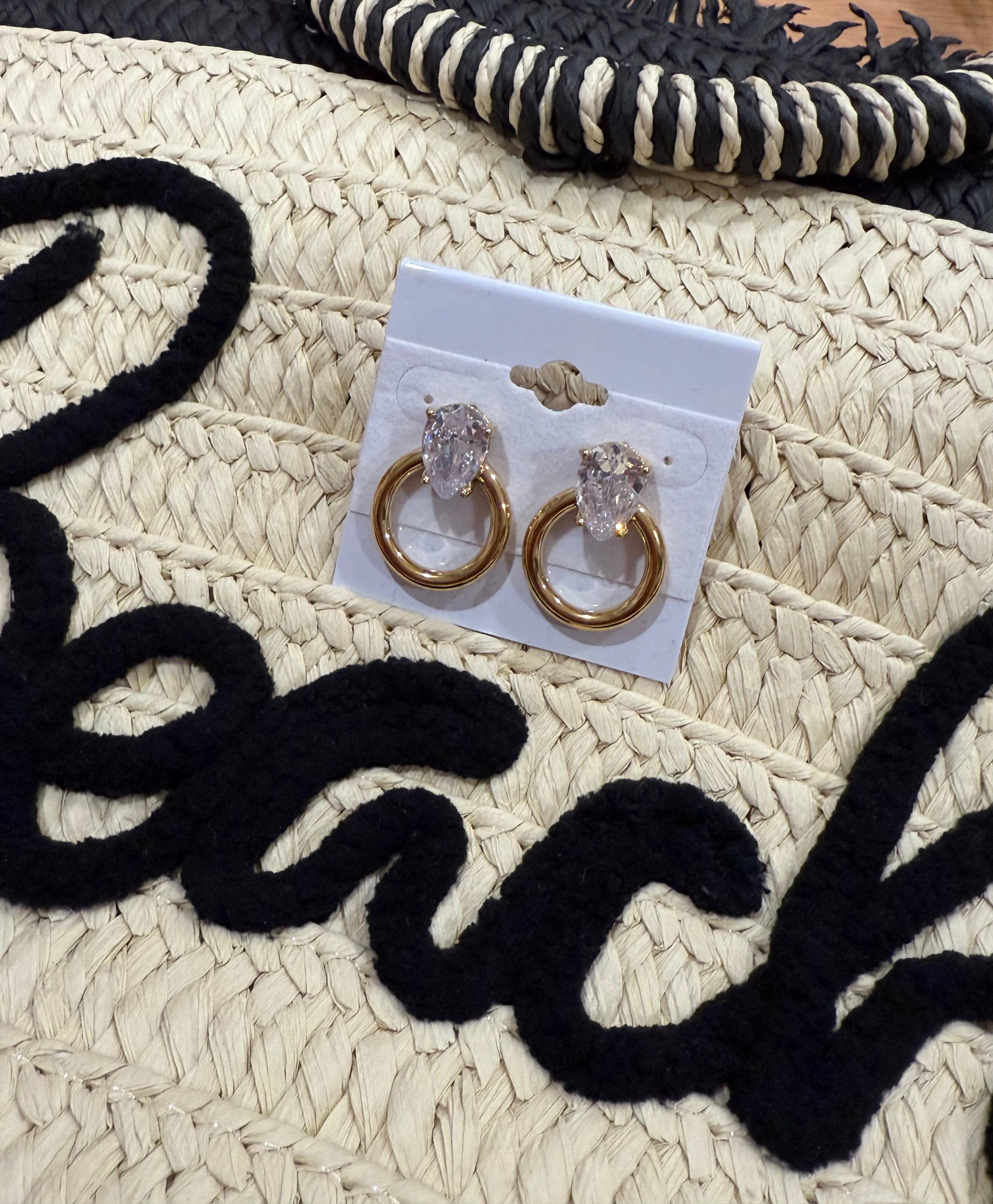 Waterproof Non Tarnish Hoop With Diamond Studs
