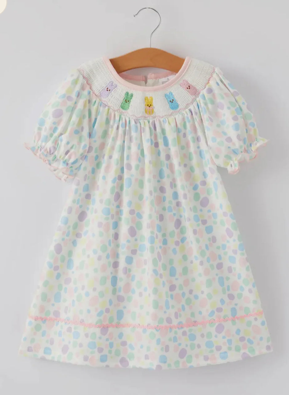 Smocked Easter Polka Dot Dress