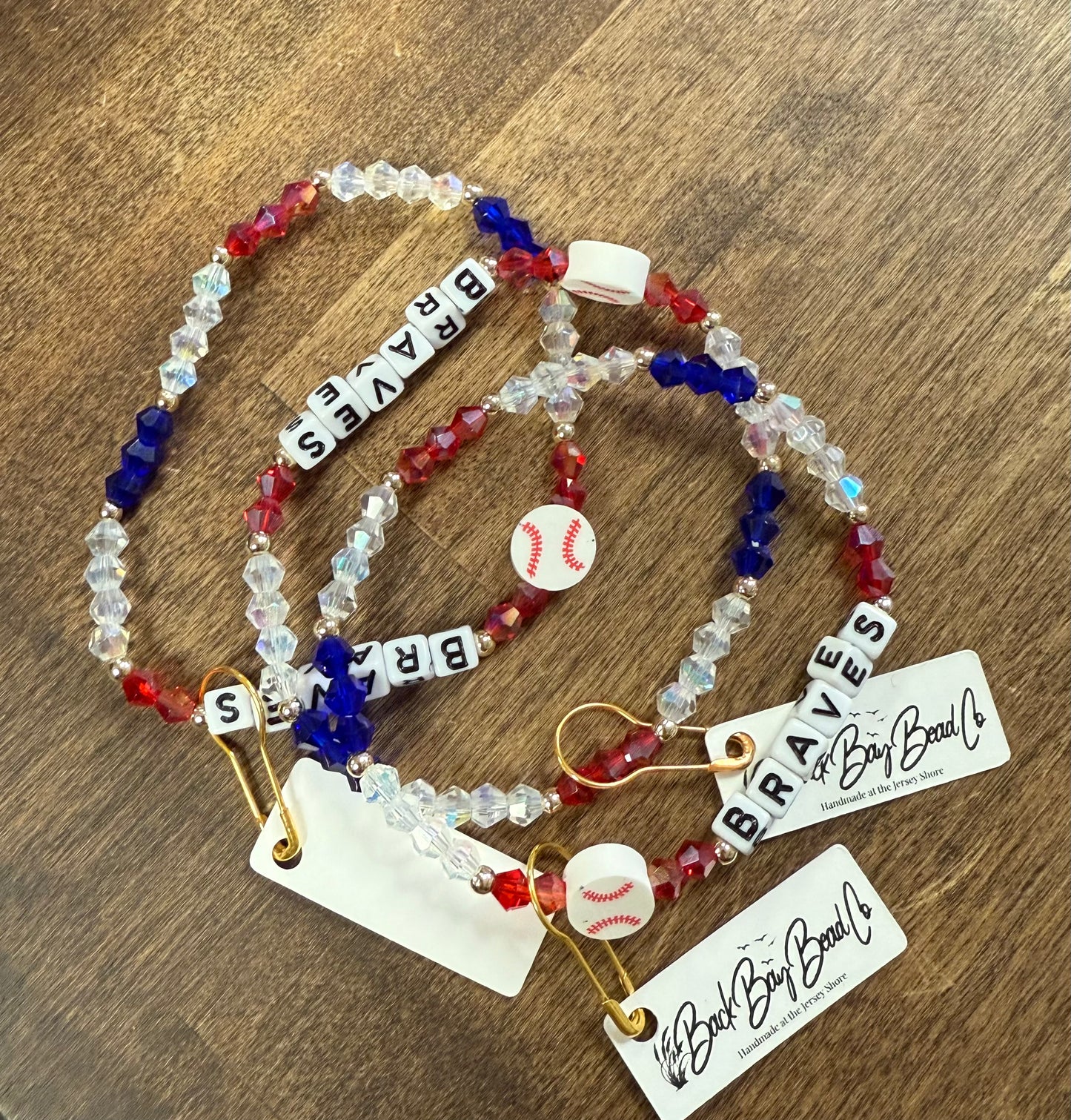 Braves Beaded Baseball Bracelets