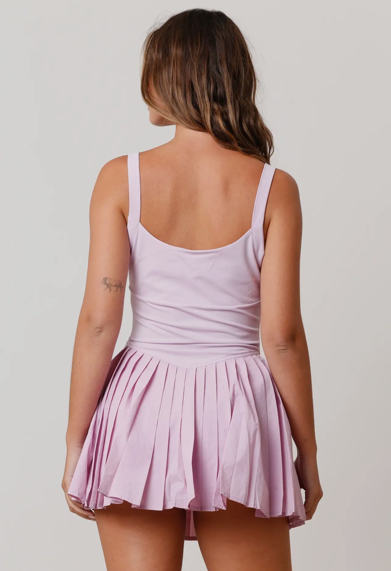 Sporty Pleated Romper - Lavender