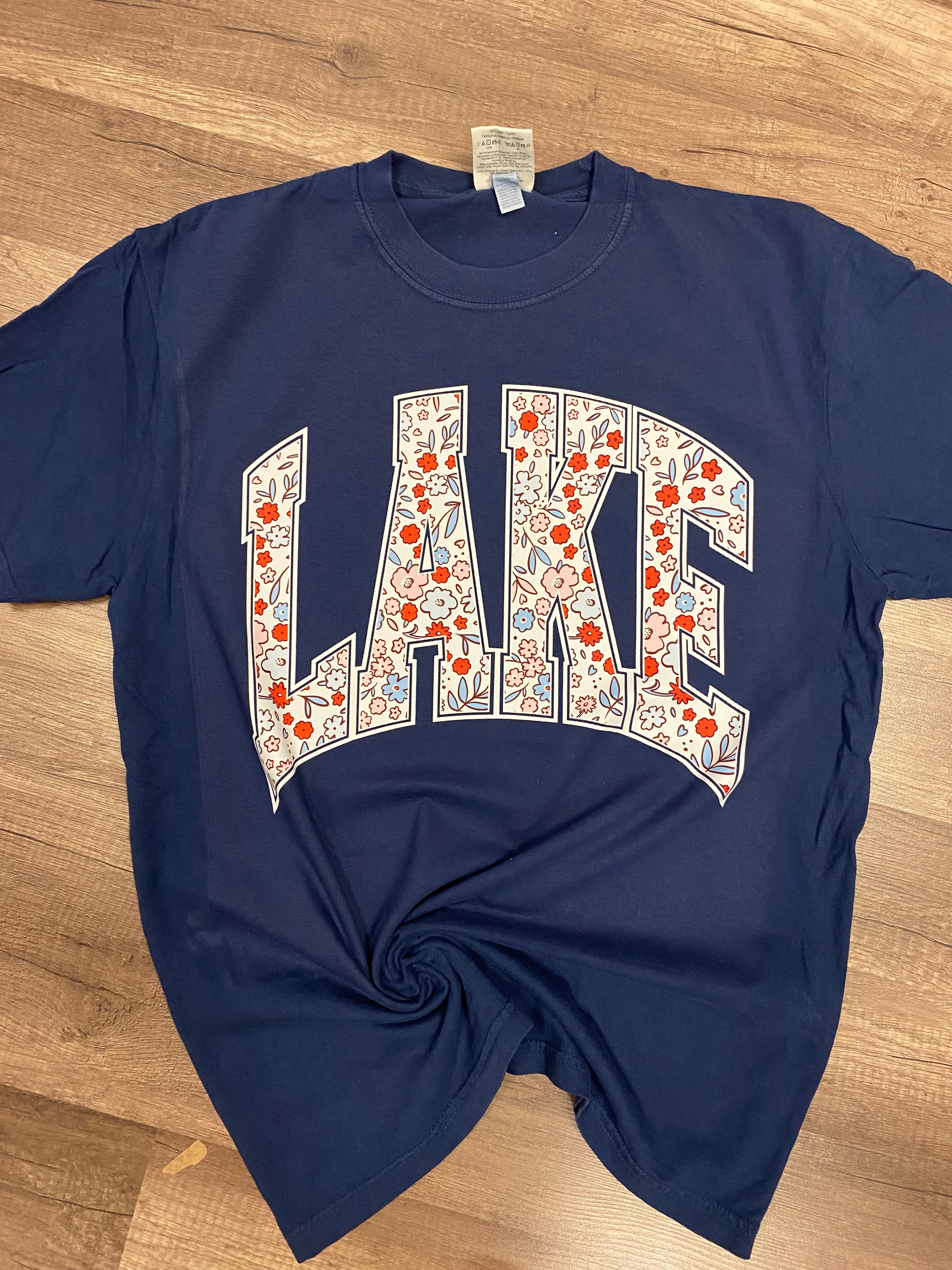 Lake Floral Navy Tee