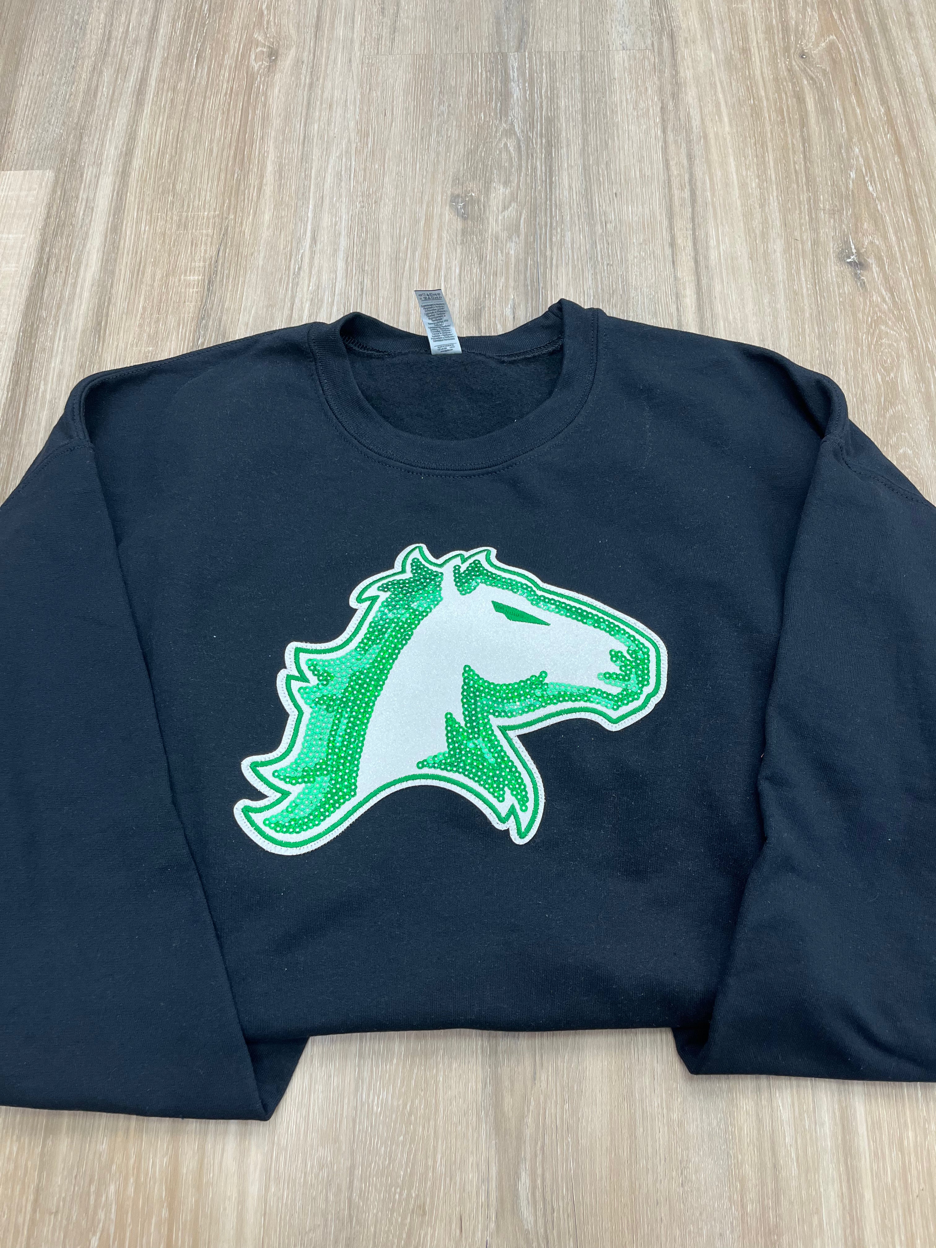 Kennesaw Mountain Mustangs PRESSED sequin patch sweatshirt
