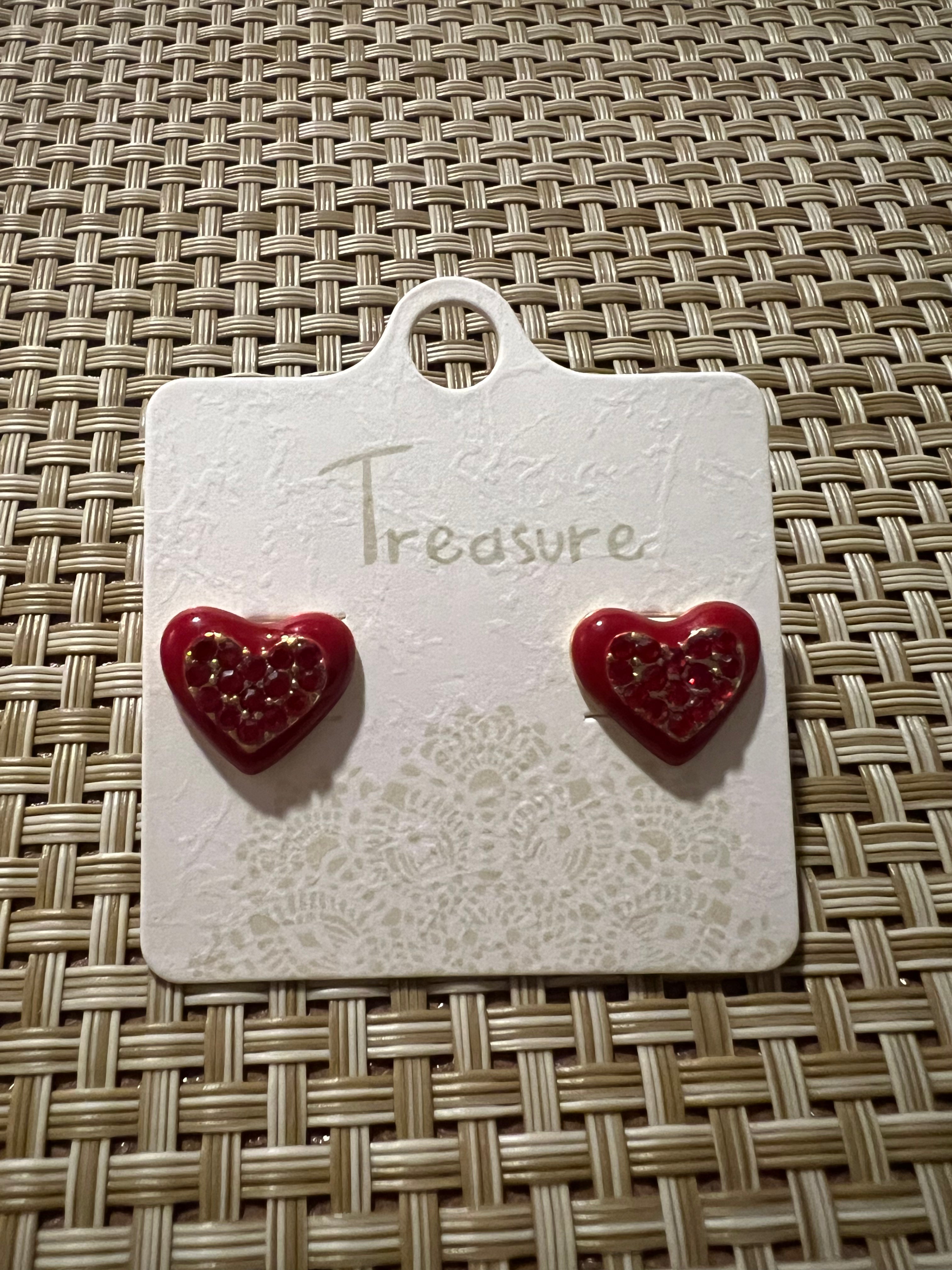 Small Red Heart Studs