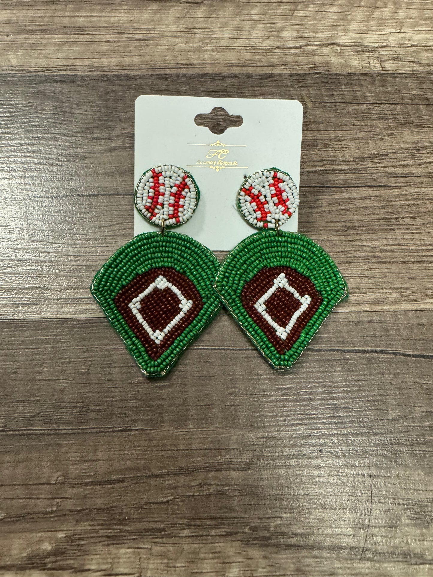 Baseball Field Beaded Earring