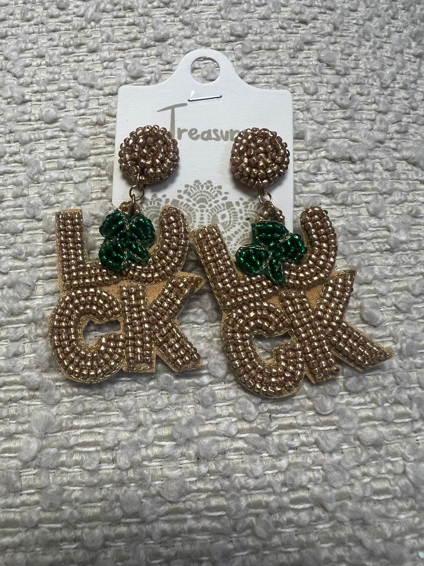 Beaded Gold Luck Earrings