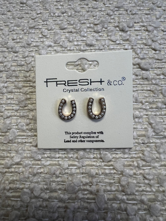 Lucky Horseshoe Pearl Studs