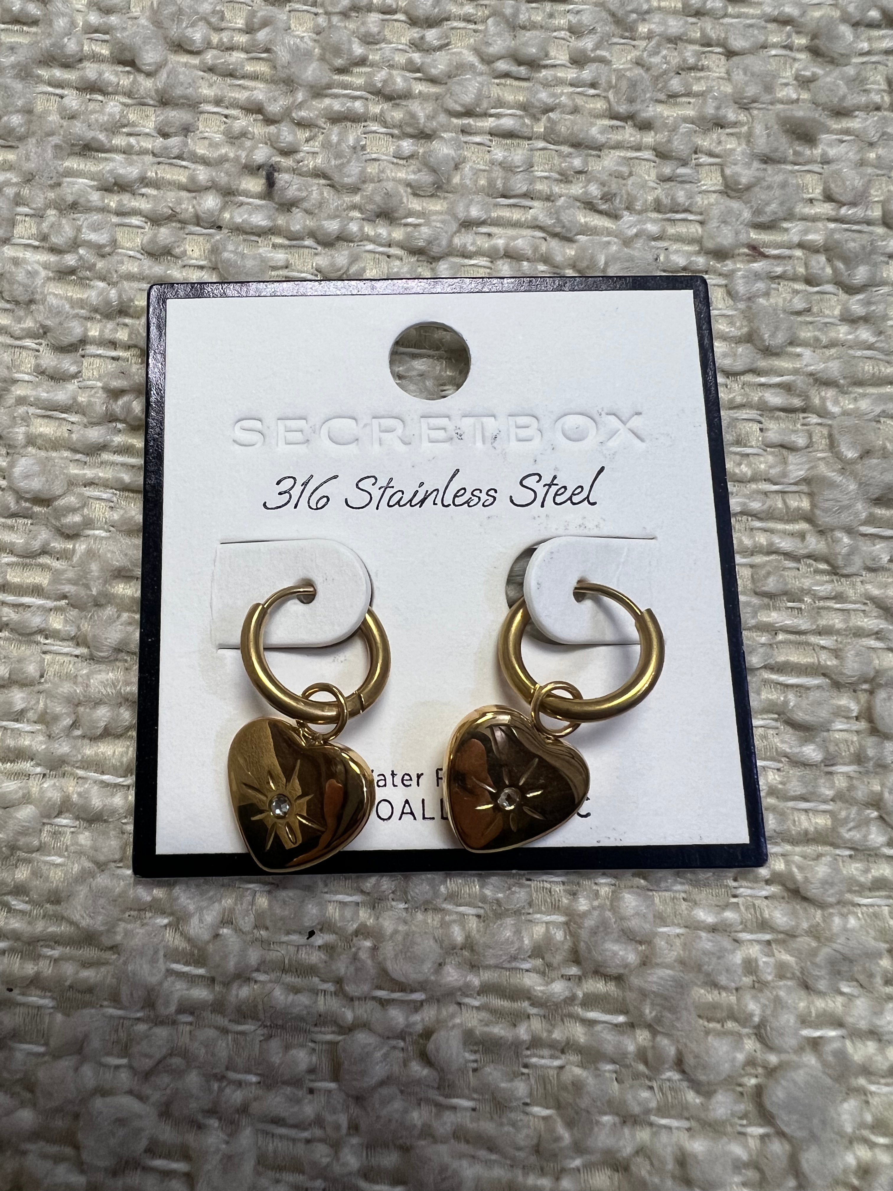Gold Heart Hoop Dangles