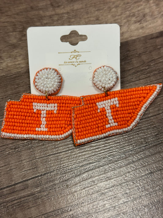 Tennessee T State Beaded Earring