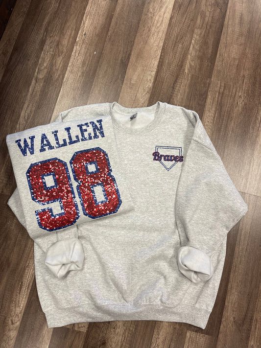 98 Braves Faux Glitter Wallen Sweatshirt