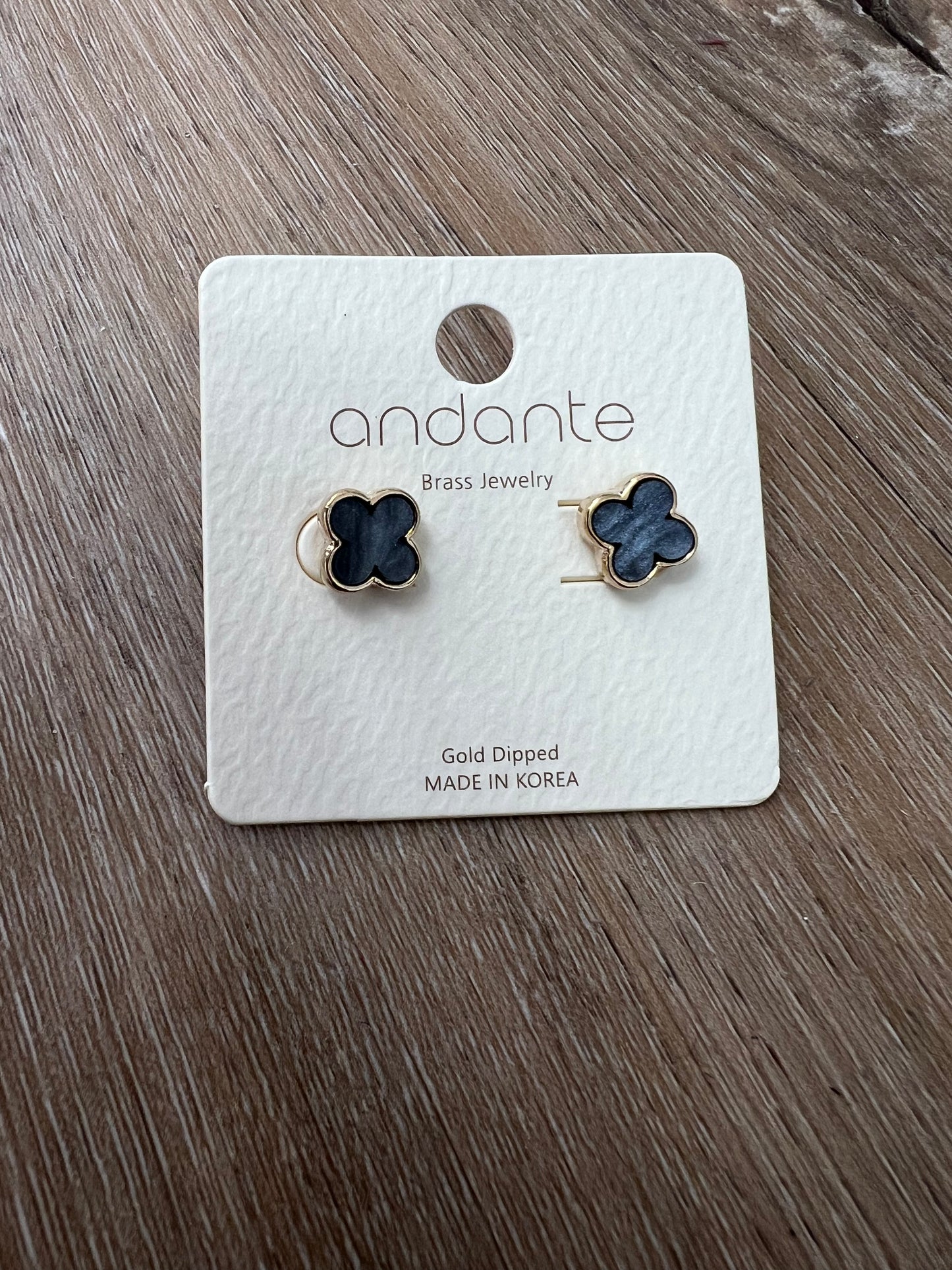 Charcoal Clover Studs