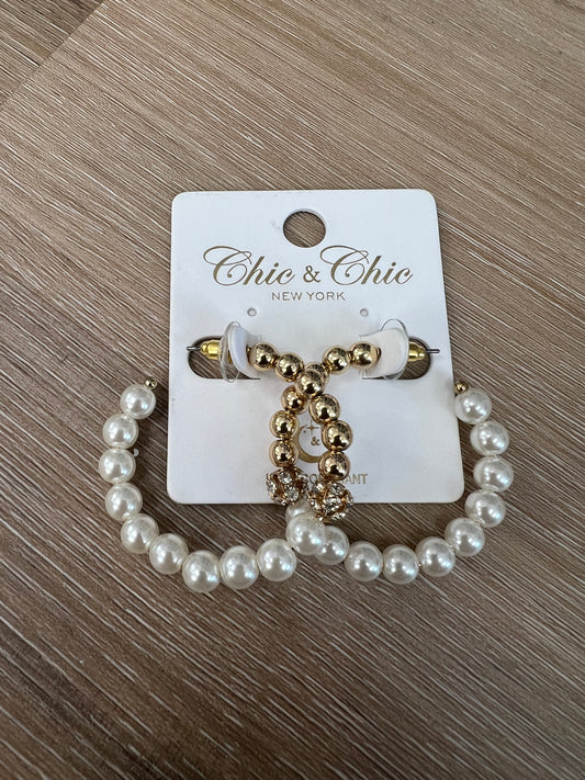 Gold & Pearl Big Hoops