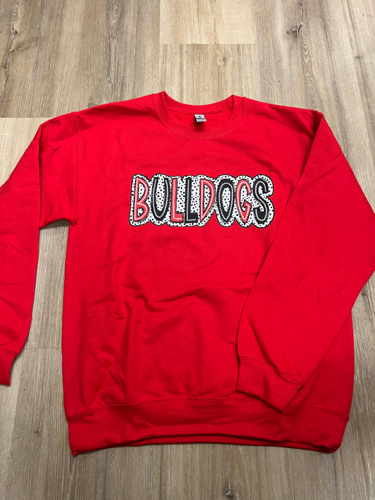 Bulldogs polka dot red Gildan sweatshirt