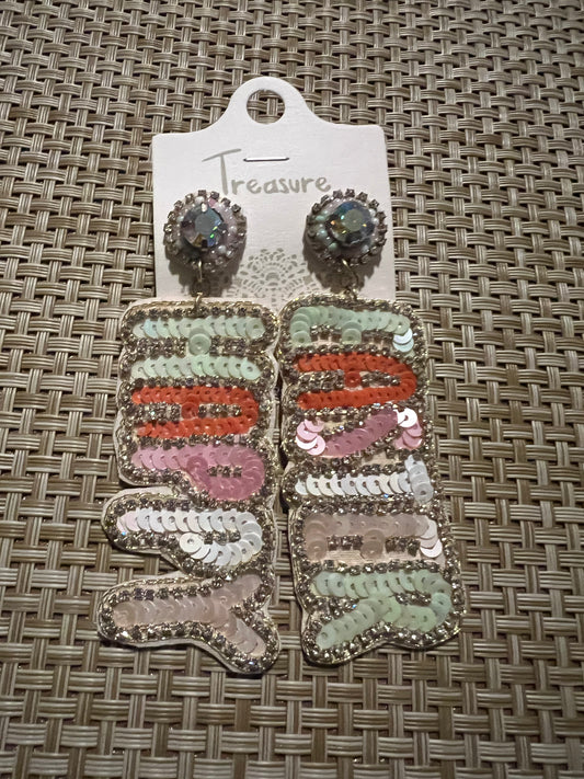 Happy Easter Sequin Earrings